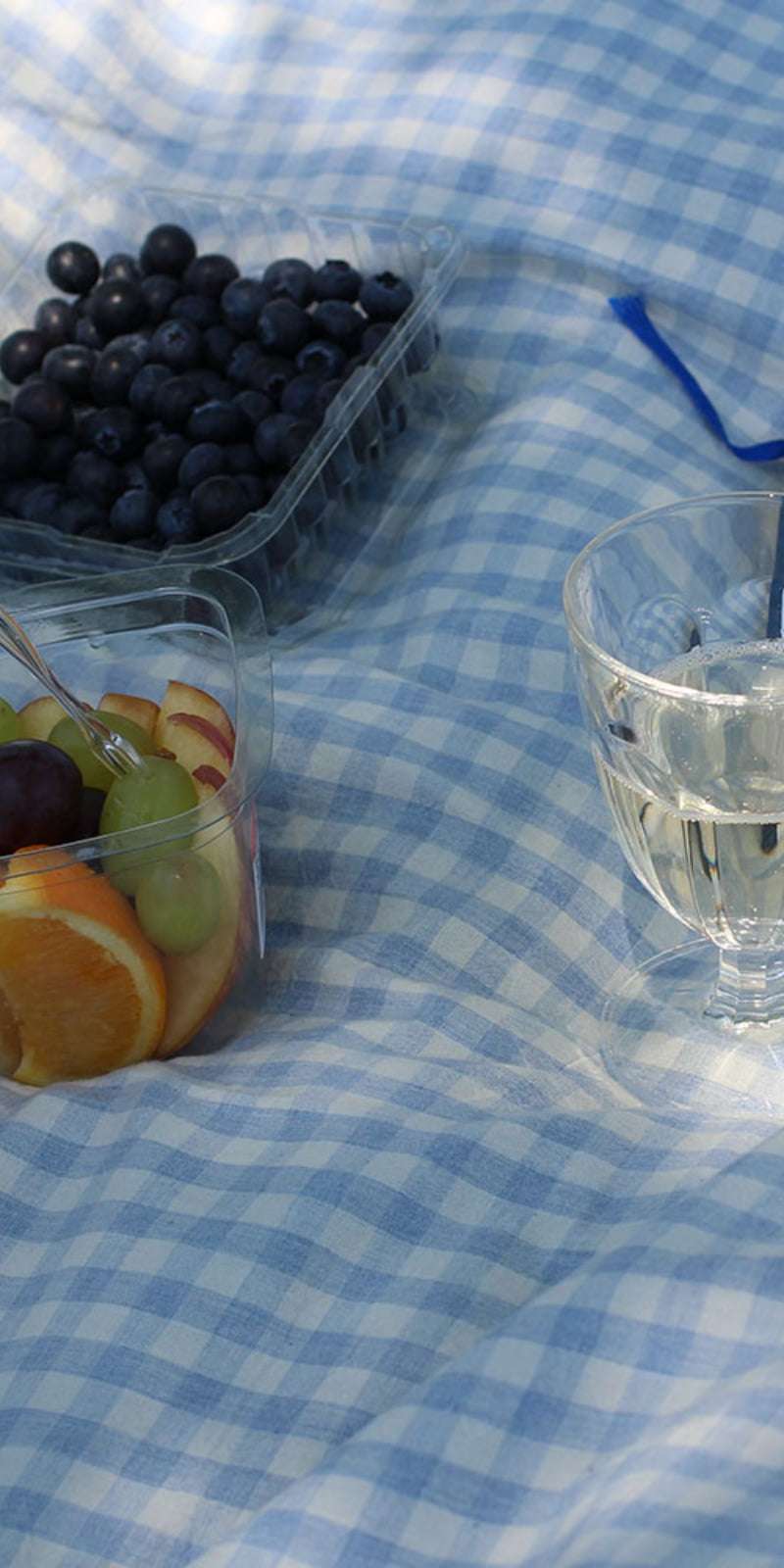 Bruni Check Picnic Mat - Baby Blue