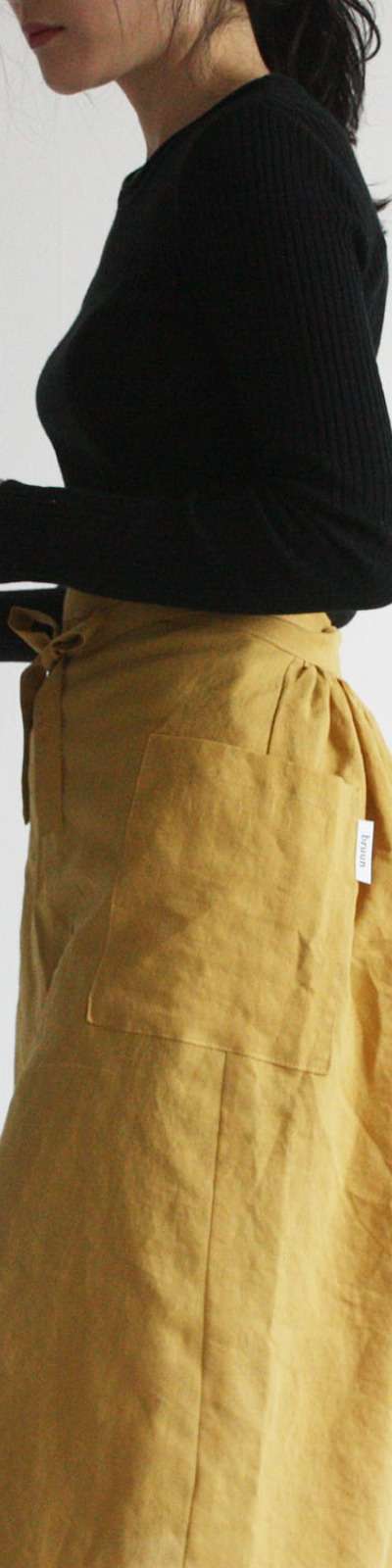 Mustard Linen Half Apron