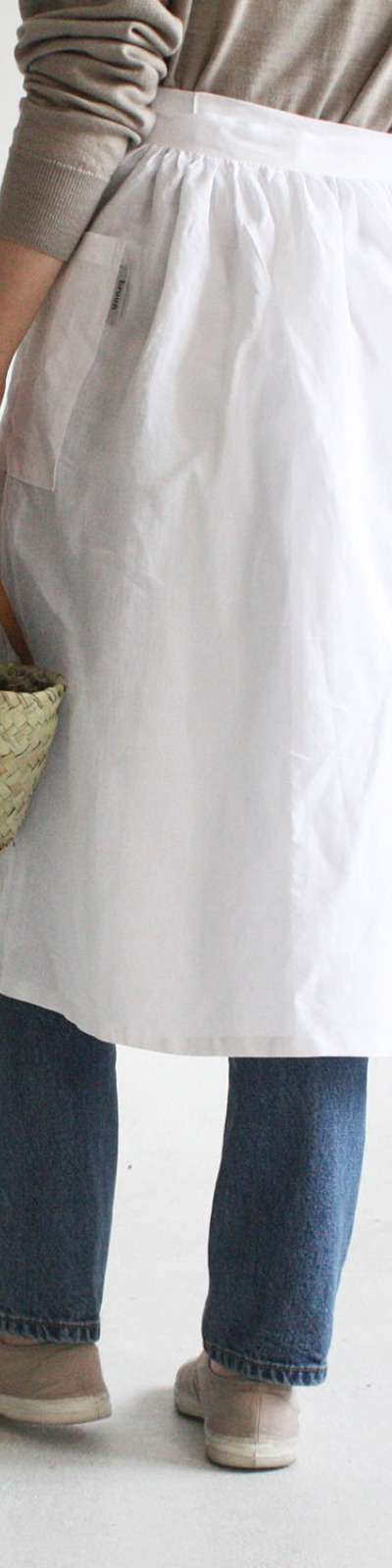 White Linen Half Apron