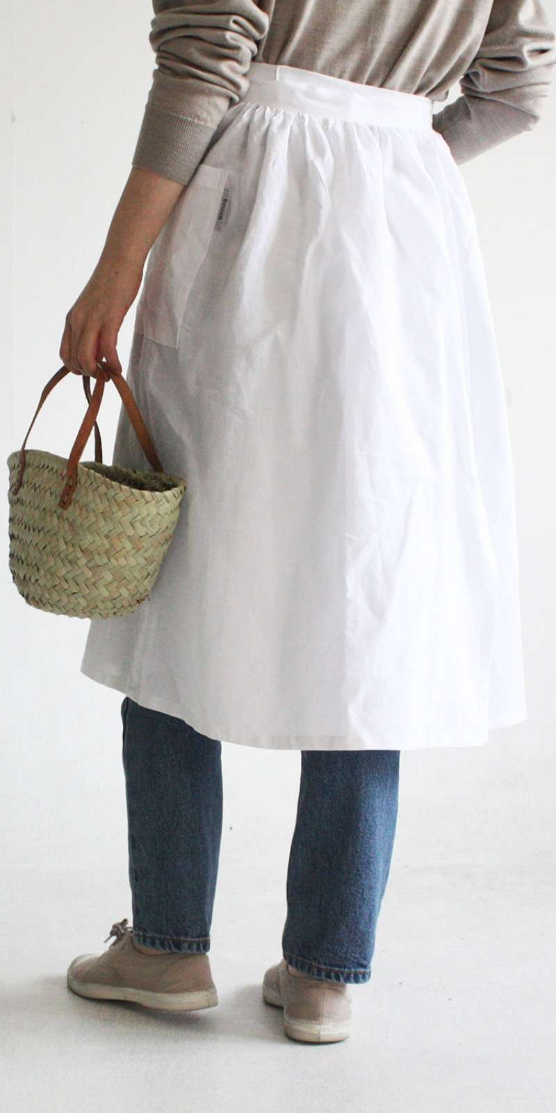 White Linen Half Apron