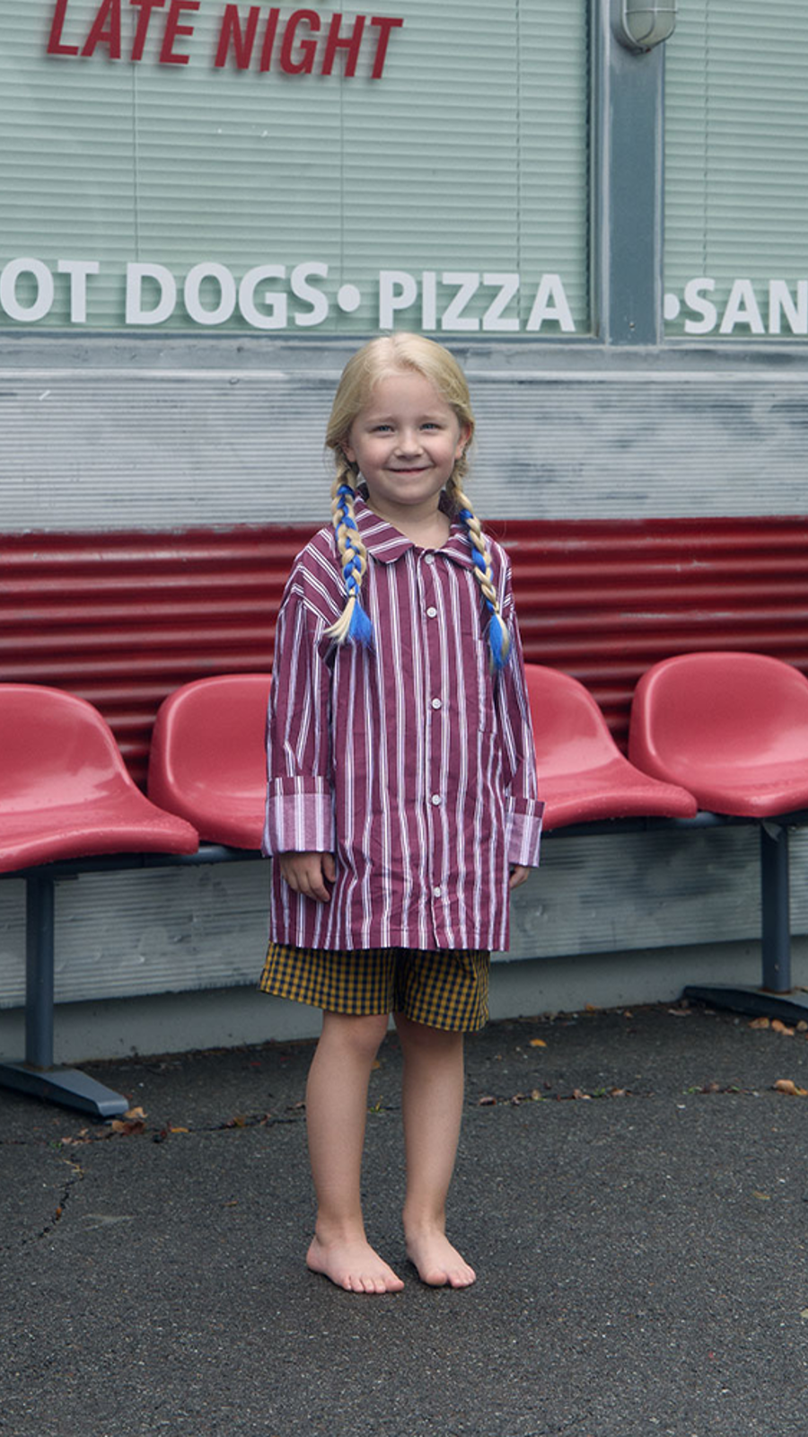 Kids Pajama Set - Stripe Wine/Yellow Check