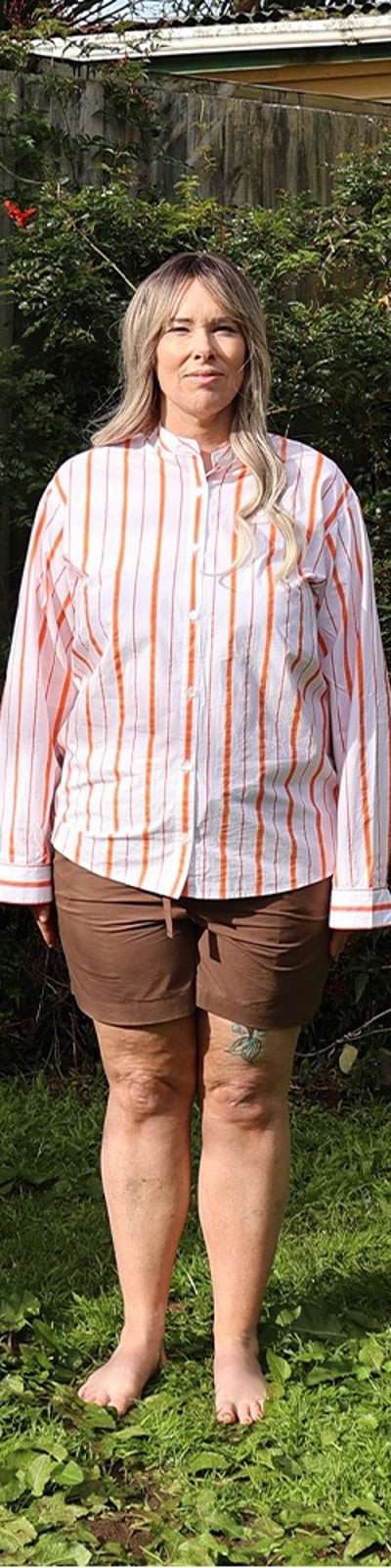 Pajama Set - Stripe Orange/Dark Brown