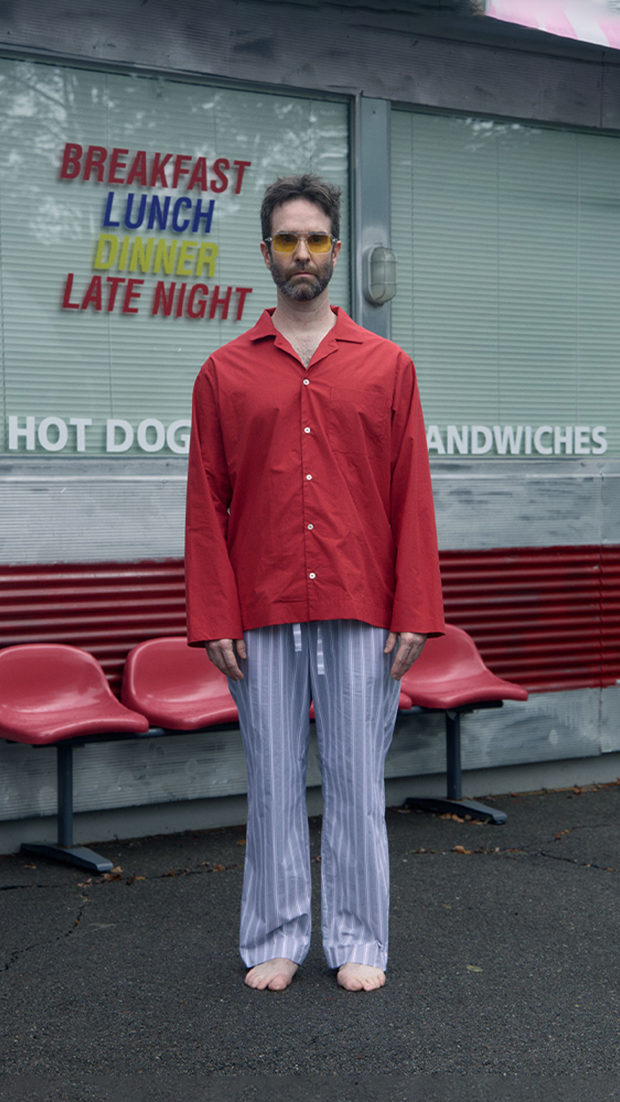 Pajama Set - Red/Stripe Gray