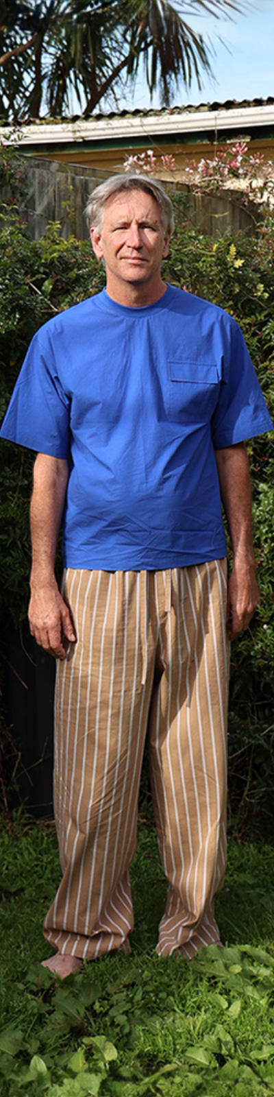 Pajama Set - Blue/Stripe Beige