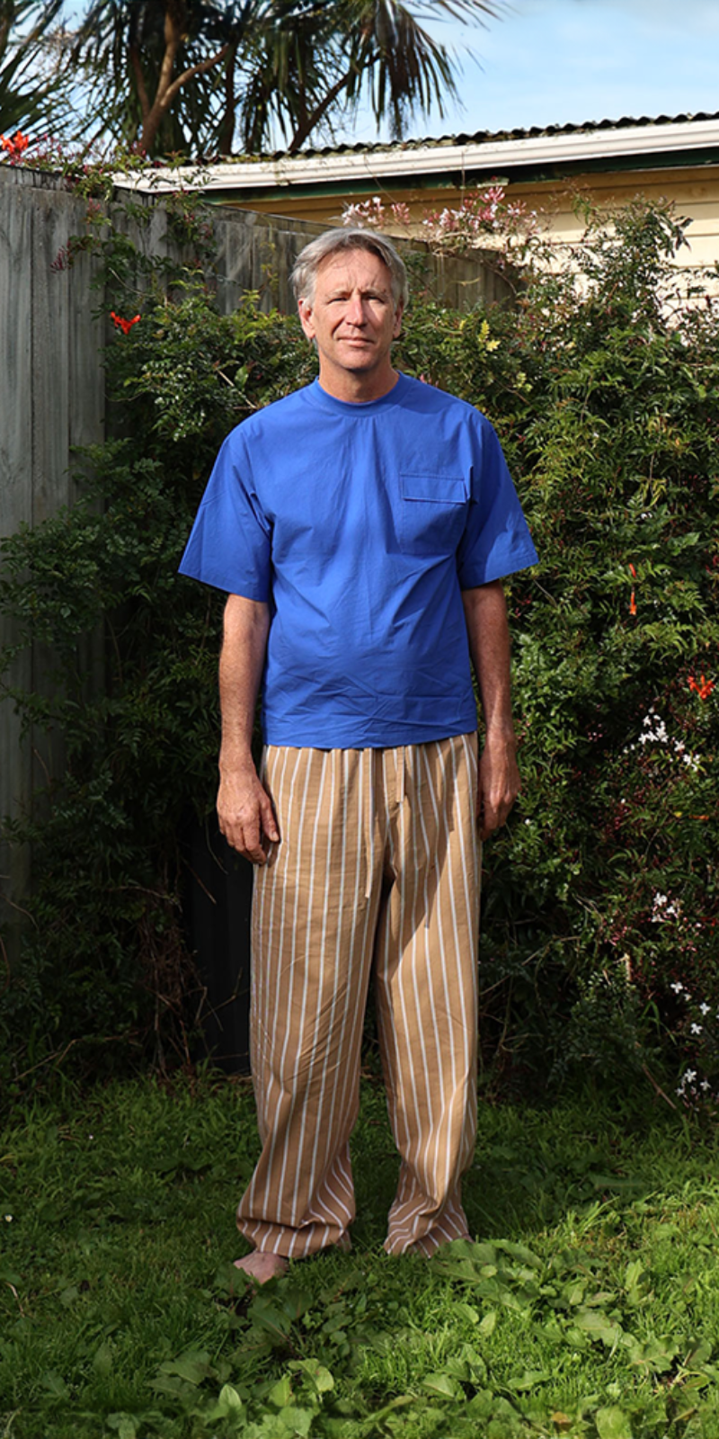 Pajama Set - Blue/Stripe Beige
