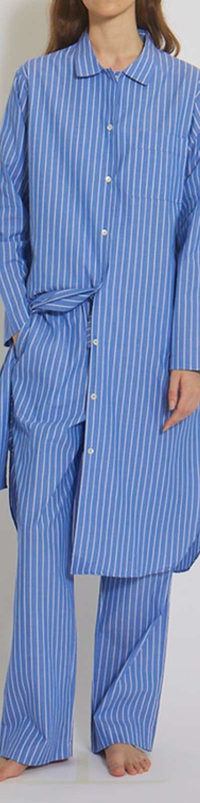 Pajama Set - Stripe Blue (Unisex) | One-Piece/Long Pants