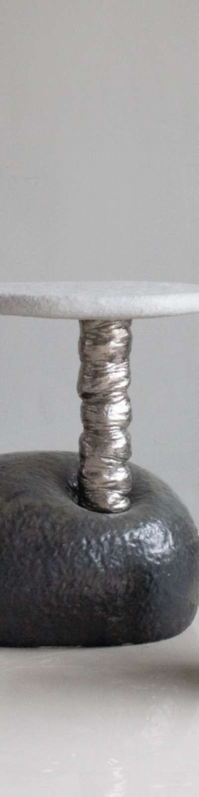 Black Side Table & Platinum Stool