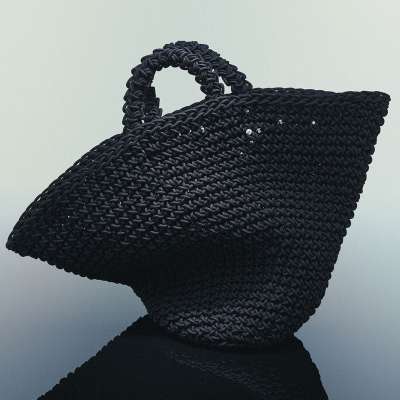 BLACK GEM BASKET TOTE BAG - L