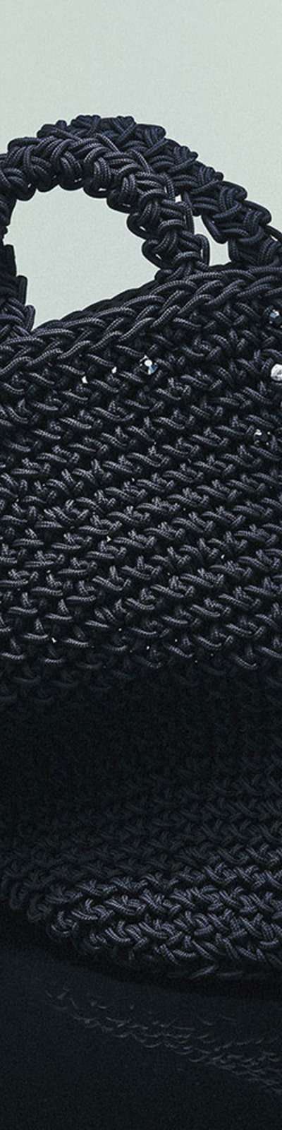 BLACK GEM BASKET TOTE BAG - L