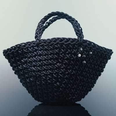 BLACK GEM BASKET TOTE BAG - S