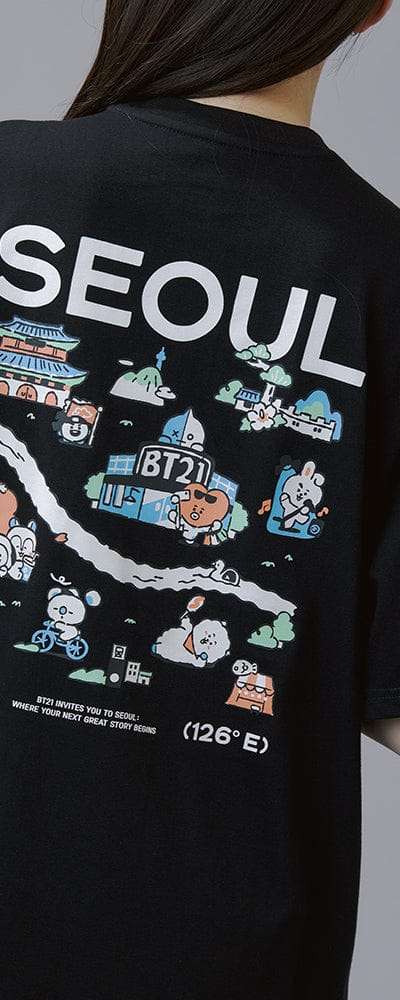 BT21 ソウル エディション 半袖Tシャツ VER.1 (ブラック)