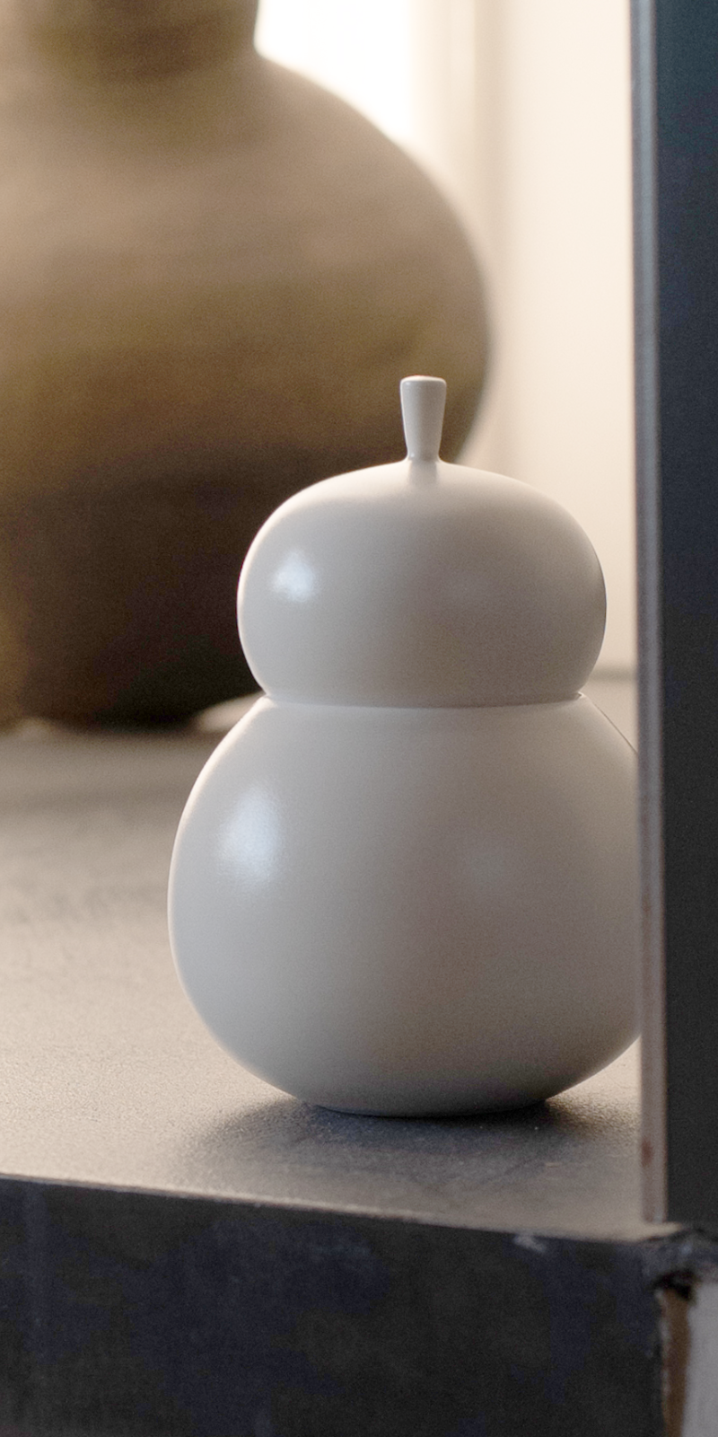 White Porcelain Salt Container