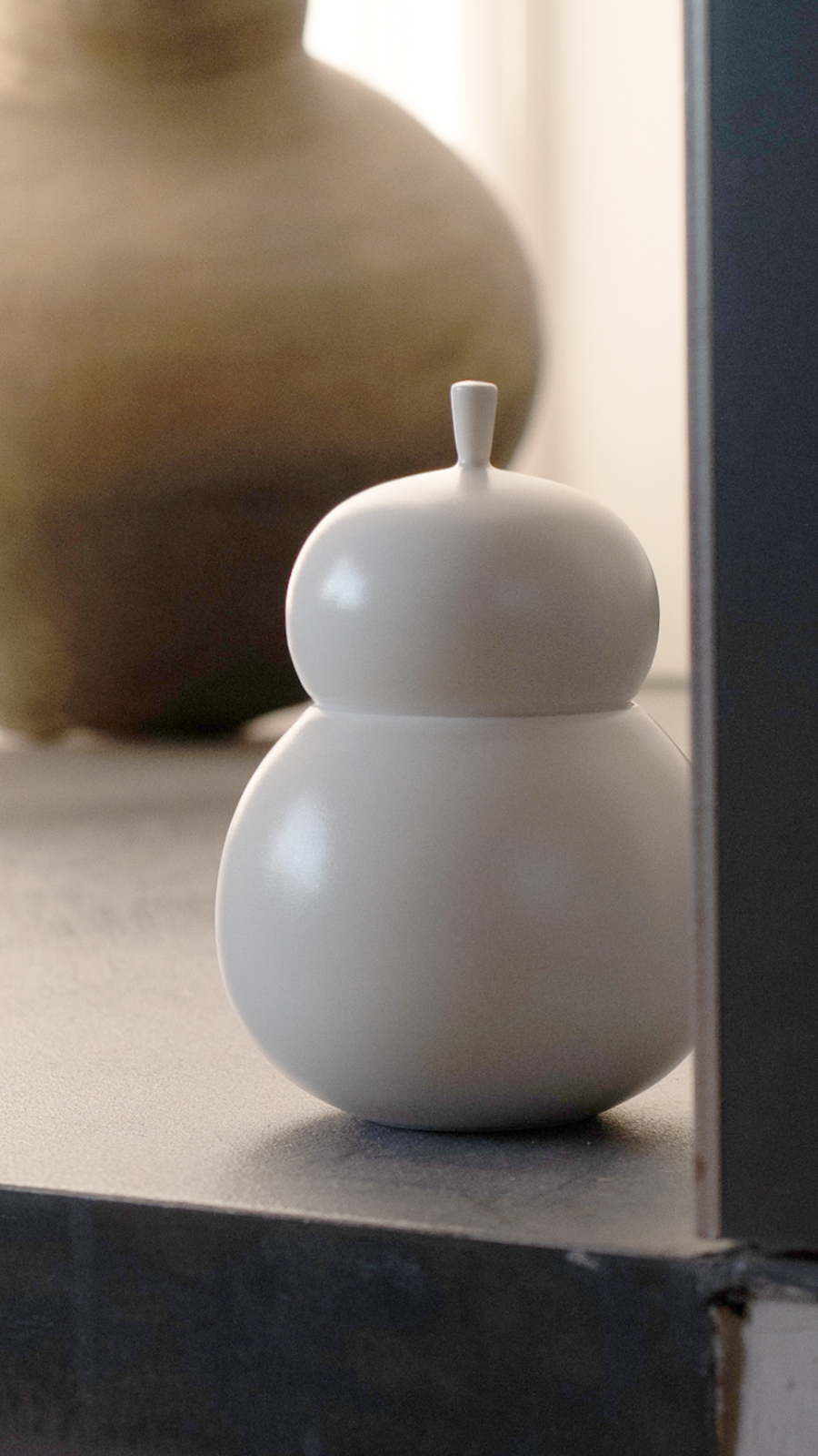 White Porcelain Salt Container