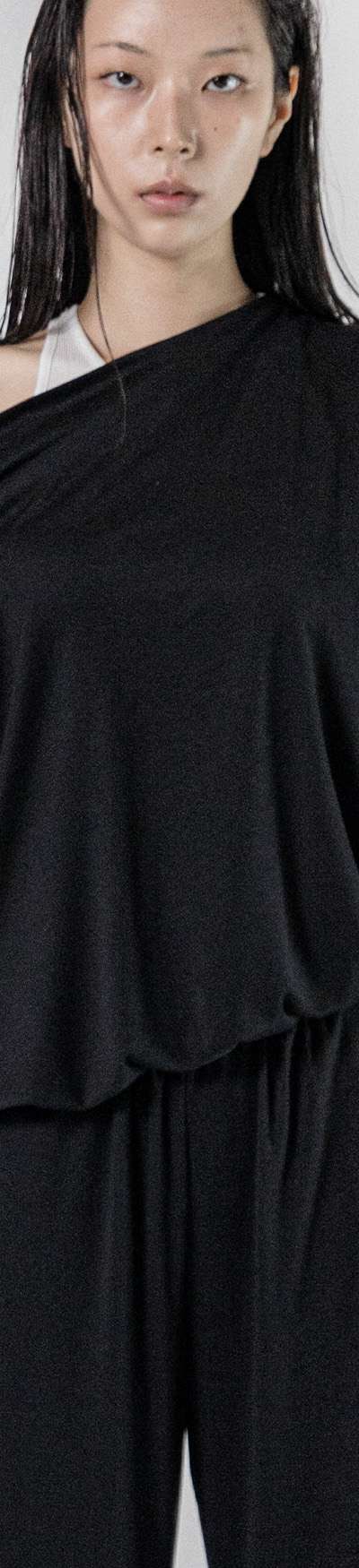 NEO MOVE Tencel Draping T-Shirt (BLACK)