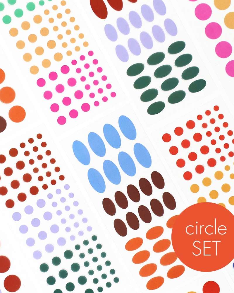 Pigment Transparent Sticker - Circle 12 Variety Set