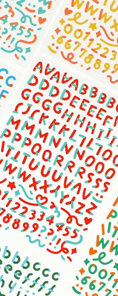 Color Combo Alphabet & Number Sticker 14-Sheet Set