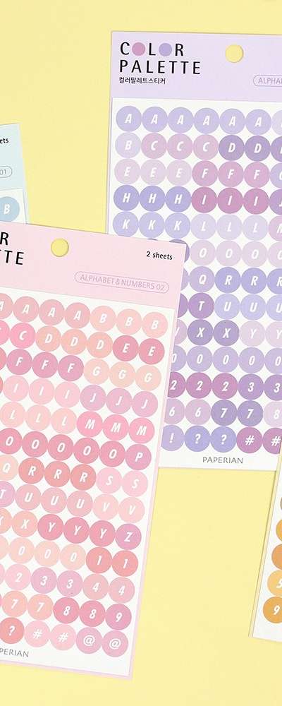 Color Palette Sticker - Alphabet & Numbers