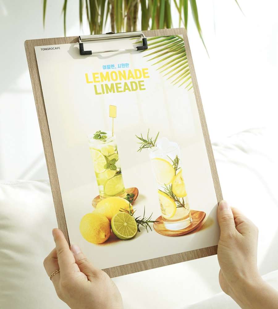 Simple Wood Vertical Clipboard A4 Binder Office Documents Menu Board Cafe Menu