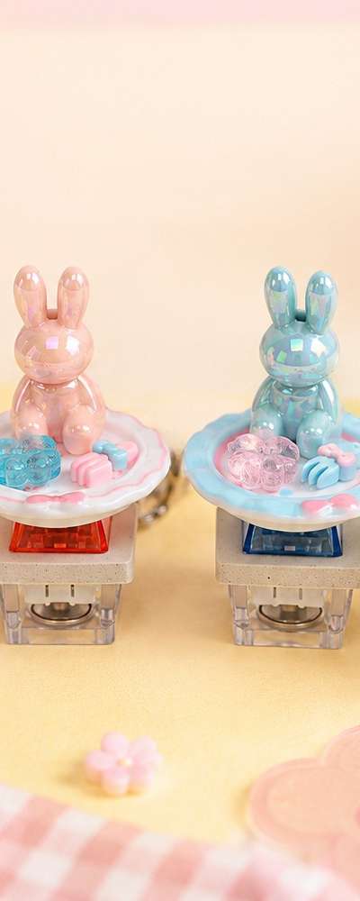 PopoFancy Rabbit Brunch LED Clicker Key Cap Keyring