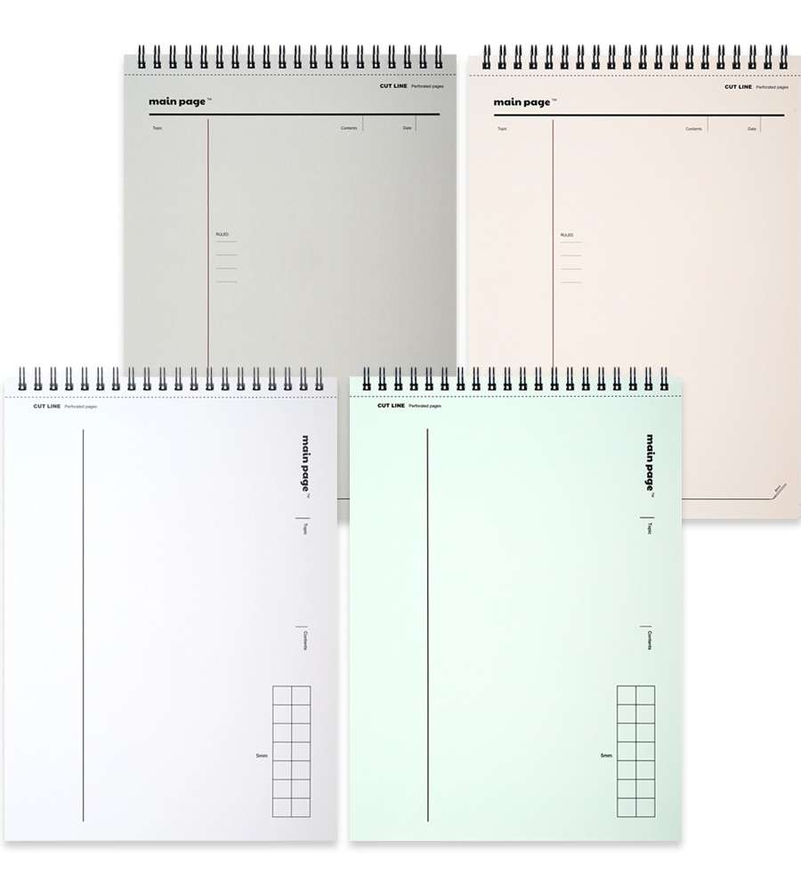 PopoFancy Main Page B5 Perforated Saddle-Stitched Notebook 4-Book Set Grid Dot Cornell Notebook