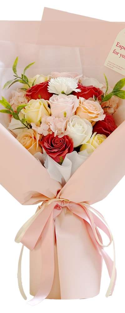 PopoFancy Lifelike Large Soap LED Standing Bouquet + Mini Card
