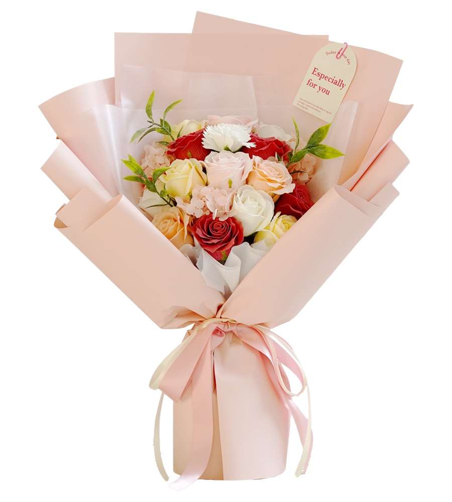 PopoFancy Lifelike Large Soap LED Standing Bouquet + Mini Card