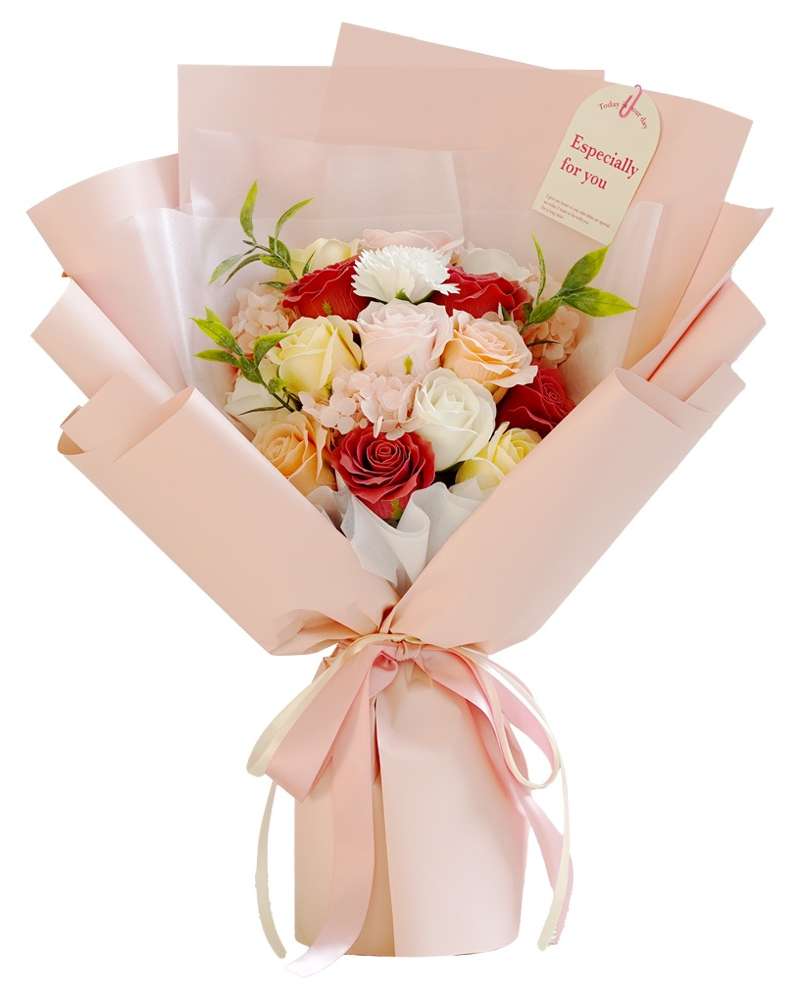 PopoFancy Lifelike Large Soap LED Standing Bouquet + Mini Card