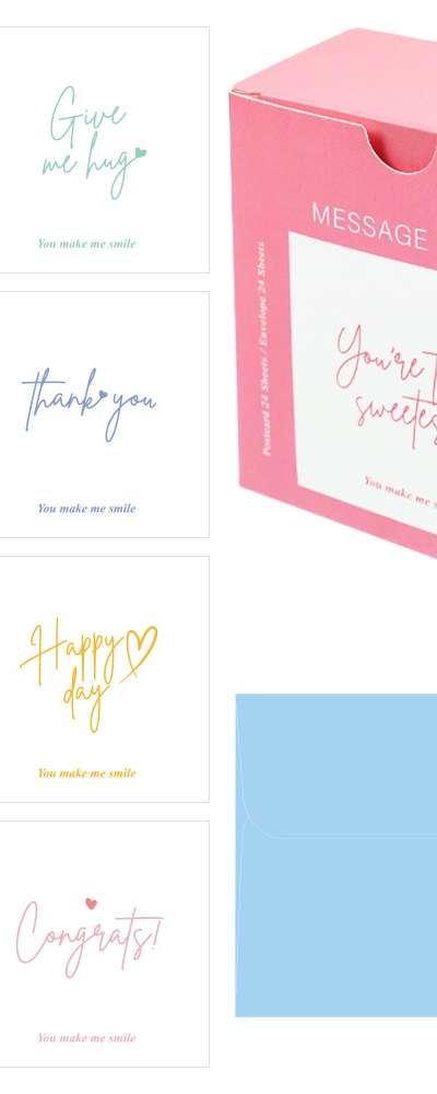 PopoFancy Dear Thank You Message Letter Card Set 24 Sheets Friends Day Apple Day