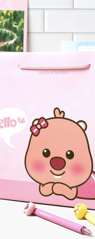 Popofancy Pororo Plump Shopping Bag 4-Piece Set Character Paper Shopping Bag