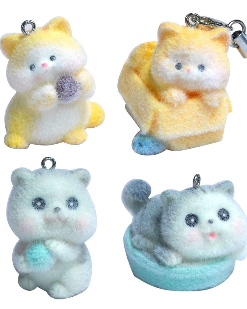 PopoFancy Random Mini Cat Keyring Key Chain Bag Charm