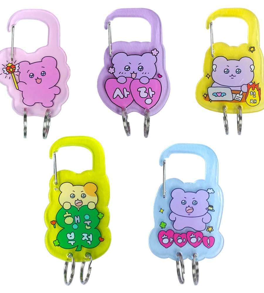 PopoFancy Jalhae Bear Acrylic Carabiner 5-Piece Set Keyring
