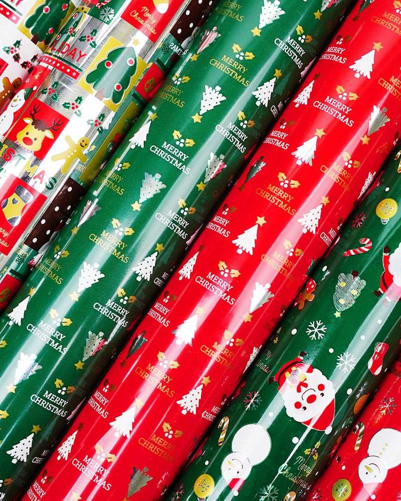 PopoFancy Christmas Vinyl Coated Roll Wrapping Paper