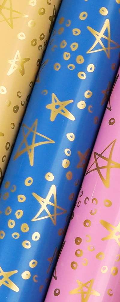 Popofancy Gold Star Metallized Roll Wrapping Paper