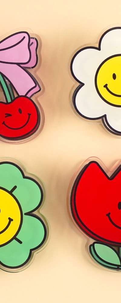 Smile Acrylic Double-Sided Clip Mix 4 Pack