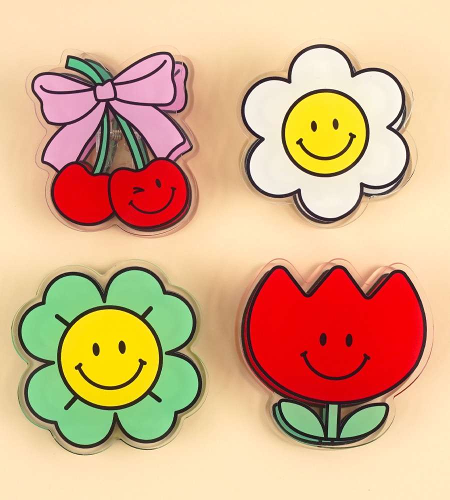 Smile Acrylic Double-Sided Clip Mix 4 Pack