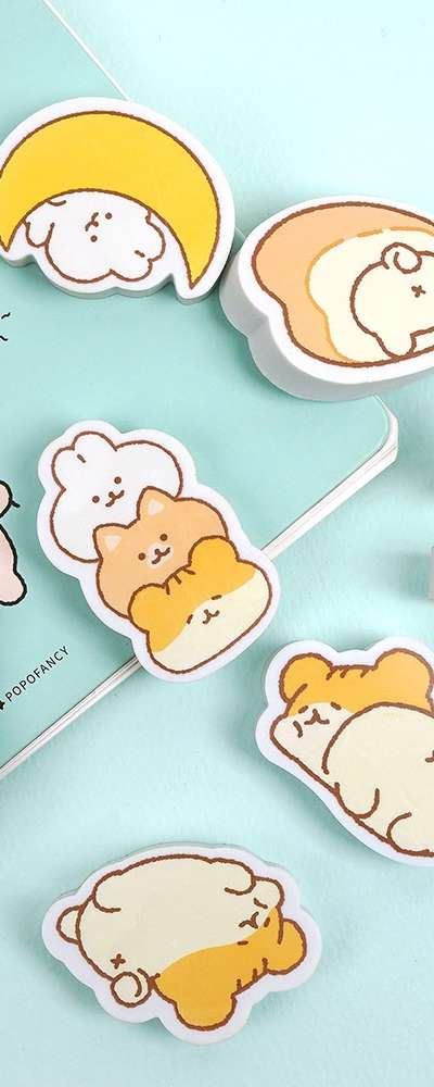 PopoFancy Really Erases Well Ham Chic Friends Character Eraser 8-Pack