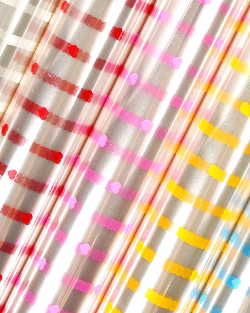 Popofancy OPP Transparent Heart Vinyl Roll Wrapping Paper 53cm x 17m