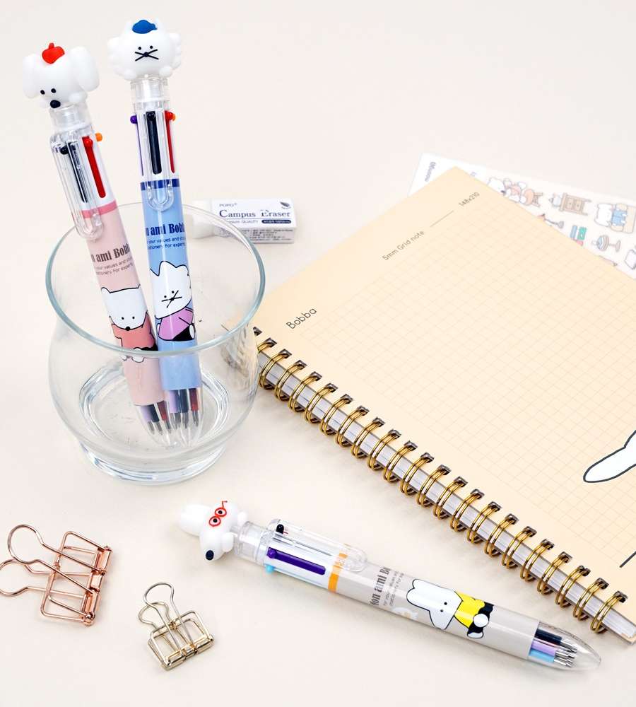 PopoFansy 1500 Boba Mascot 6-Color Ballpoint Pen Set of 3