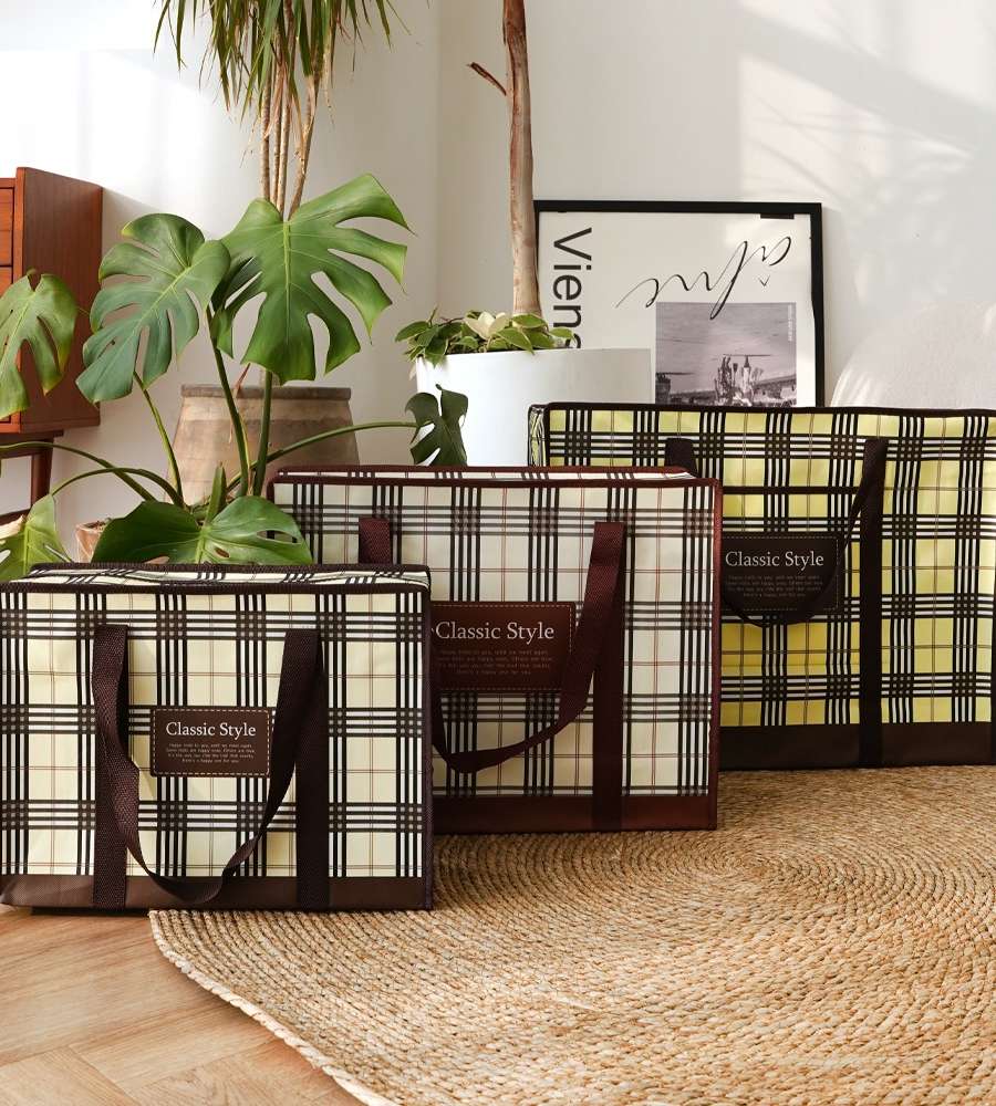 Popofancy Check Tarpaulin Bag Large/Medium/Small