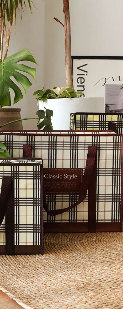 Popofancy Check Tarpaulin Bag Large/Medium/Small