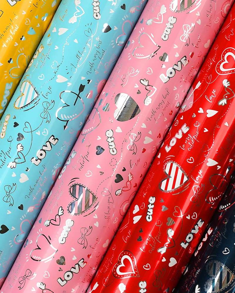 PopoFancy Heartbeat Heart Vinyl Coating Roll Wrapping Paper