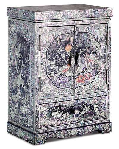 螺鈿漆器 松鶴 十長生 双文 引き出し 貝細工ジュエリーボックス 特大