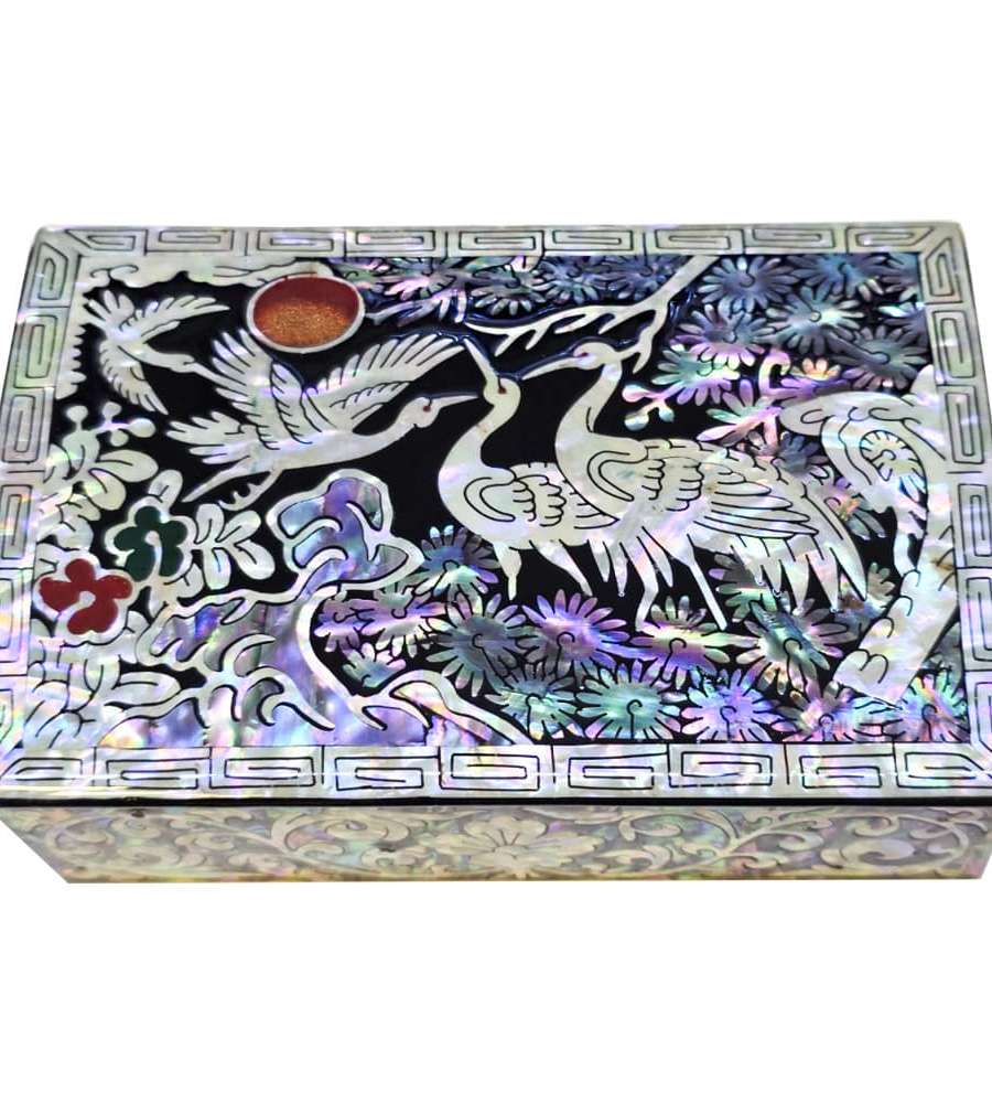 Lee Jo Hand-Inlaid Mother-of-Pearl Business Card Case - Crane Design