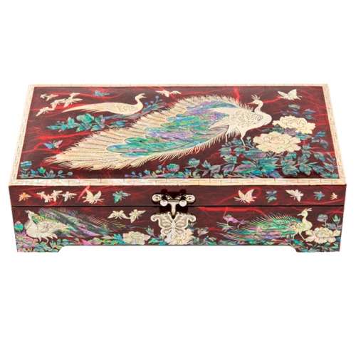 Hanji Craft One-Tier Jewelry Box (Red) - Oh Myeong-ho