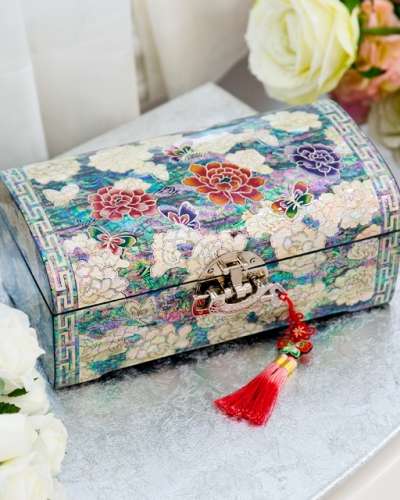 牡丹花ラウンド型2段ジュエリーボックス(M 23cm)-オ・ミョンホ作品