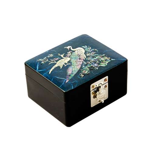 Blue Peacock Hanji Tortoise Jewelry Box