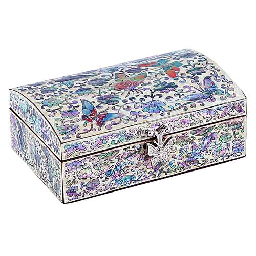Pirate Chest Butterfly Pattern Single-Tier Jewelry Box Medium