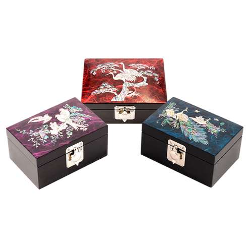 Hanji Jikgeobuk 1-Tier Jewelry Box Large (Red, Blue, Purple)