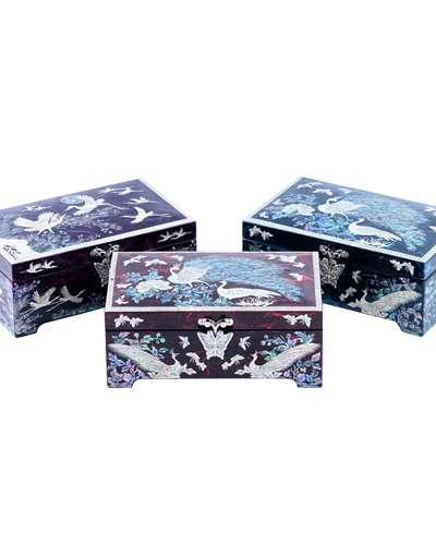 韓紙工芸 1段ジュエリーボックス（赤・青・紫）