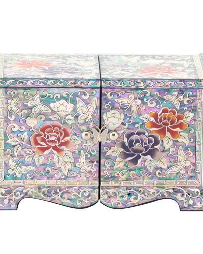 牡丹（白）瓦刺繍引き出し双合宝石箱 - オ・ミョンホ作品